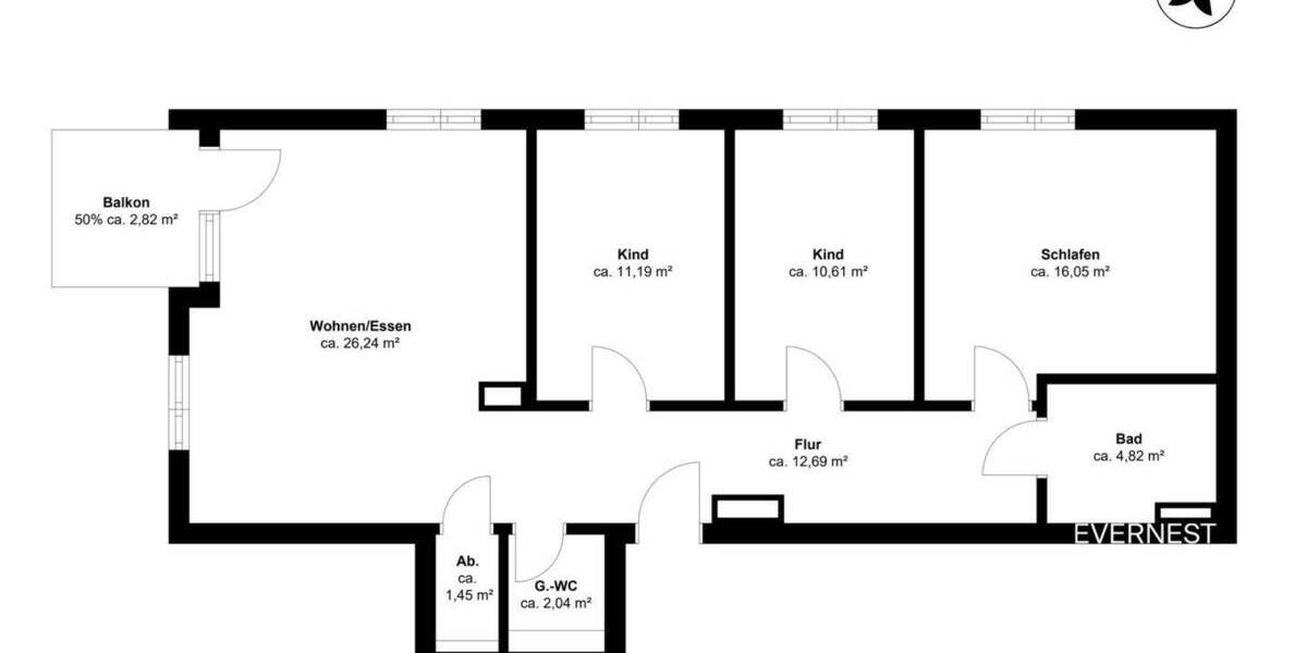 Etagenwohnung Göttingen Weende - 4 Zimmer, 88 m&sup2;, 451.500&euro; | Angebot:25686402