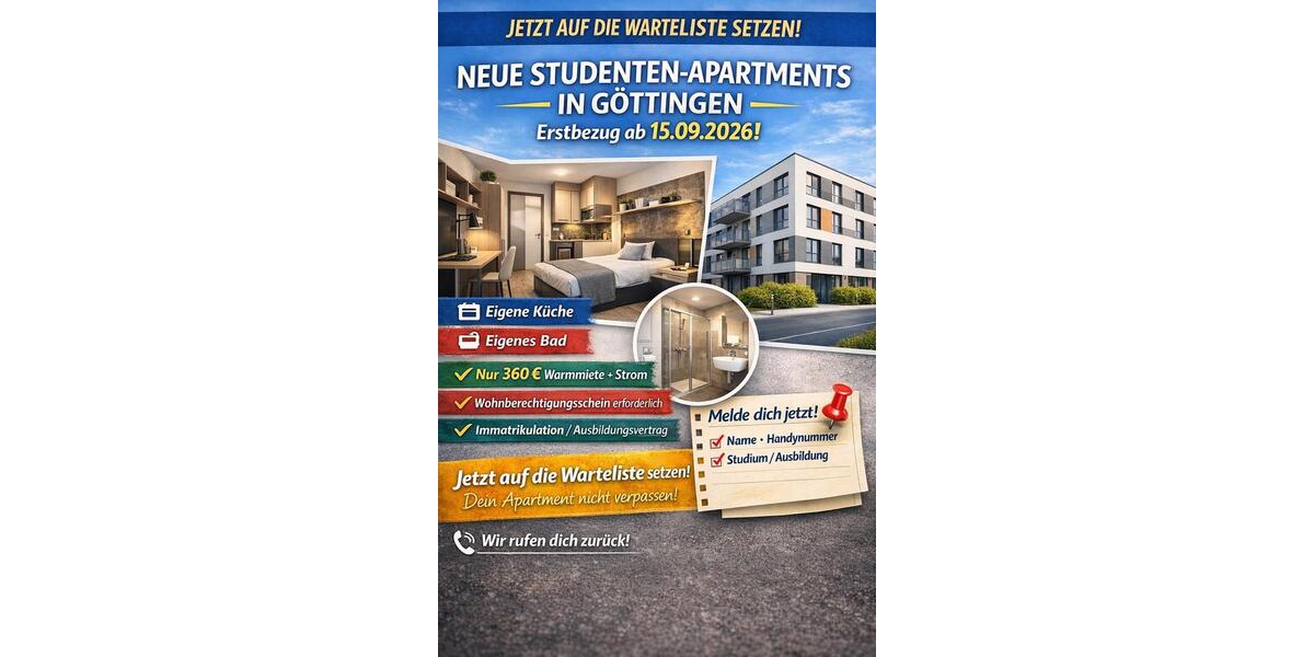 Etagenwohnung Göttingen Grone - 1 Zimmer, 22 m&sup2;, 360&euro; | Angebot:26340640