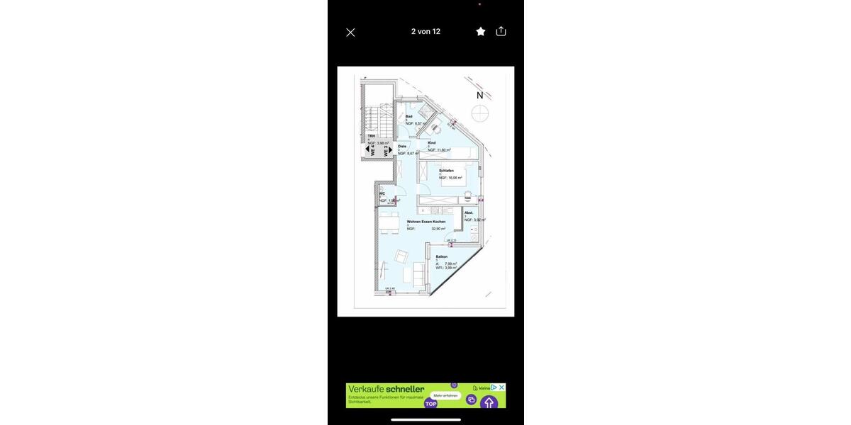 Etagenwohnung Gleichen - 3 Zimmer, 85 m&sup2;, 1.115&euro; | Angebot:26417402