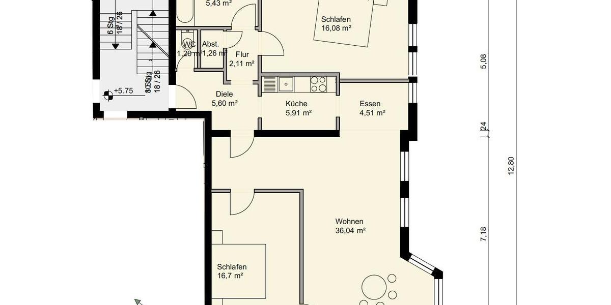 Etagenwohnung Uslar - 3 Zimmer, 94 m&sup2;, 580&euro; | Angebot:26423570