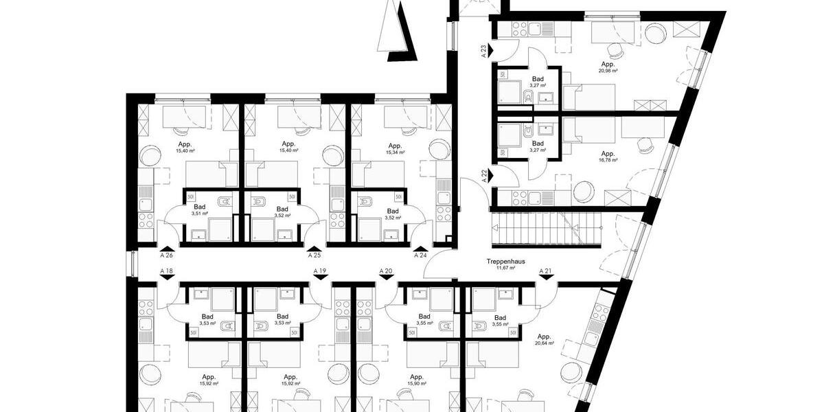 Etagenwohnung Göttingen Grone - 1 Zimmer, 22 m&sup2;, 360&euro; | Angebot:26340640