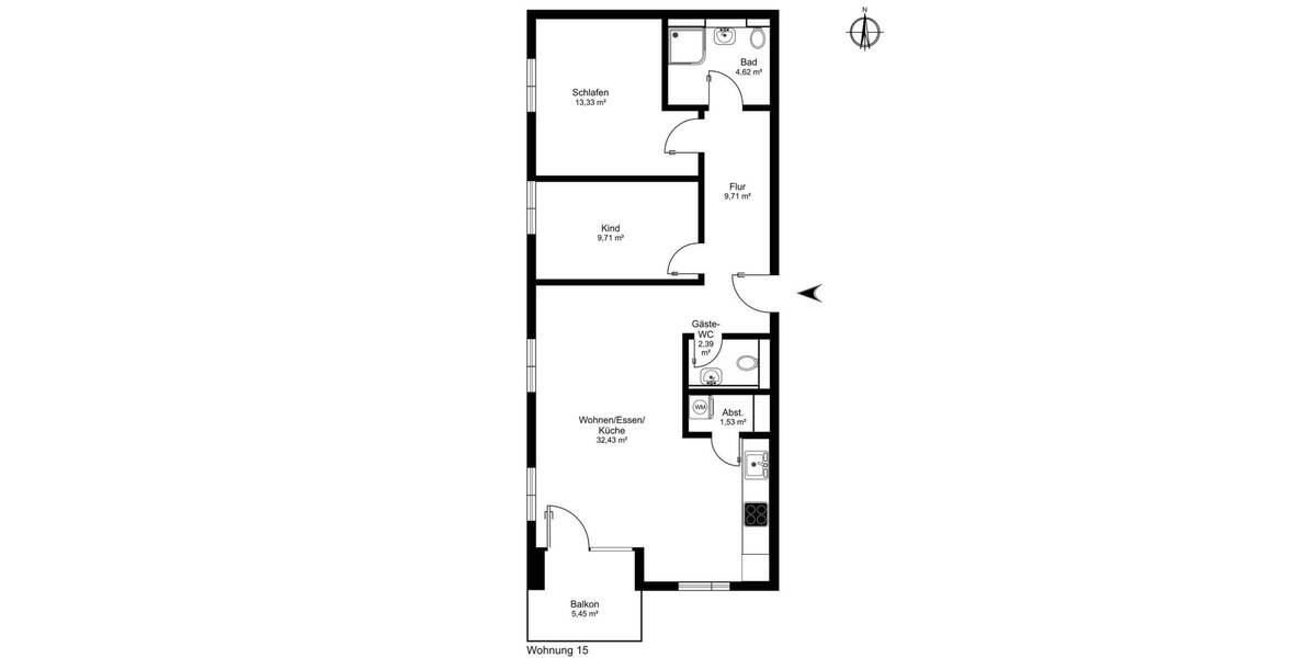 Etagenwohnung Göttingen Weende - 3 Zimmer, 76 m&sup2;, 1.340&euro; | Angebot:26450019