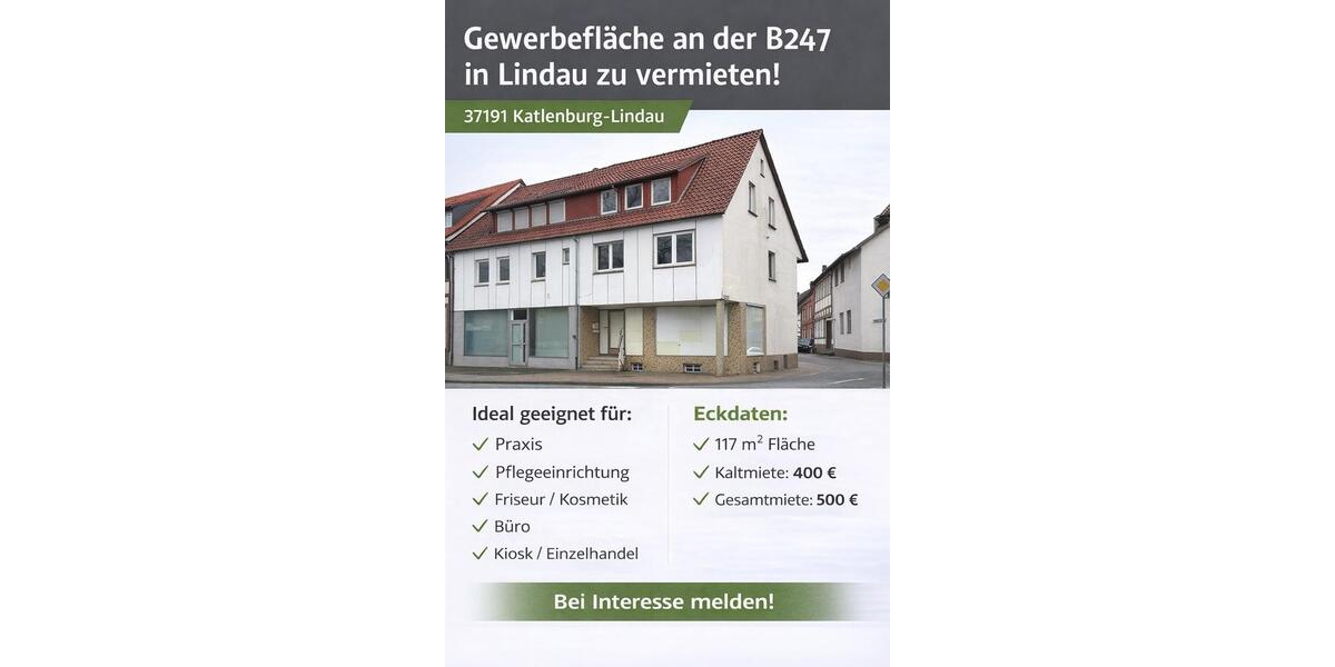 Gewerbeobjekt Katlenburg-Lindau Lindau - 400&euro; | Angebot:24523520