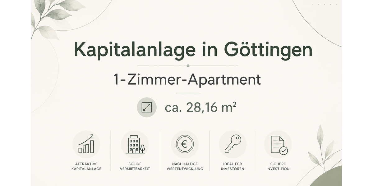 Etagenwohnung Göttingen Oststadt - 1 Zimmer, 28 m&sup2;, 95.000&euro; | Angebot:26828710